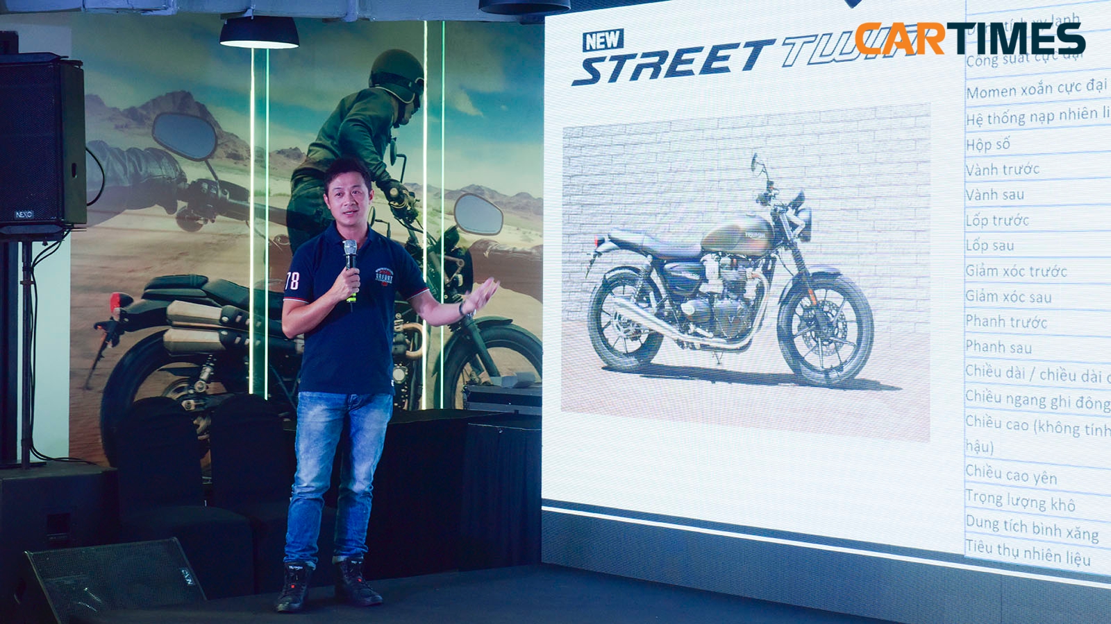 MC Anh Tuấn là người giới thiệu các dòng xe mới của Triumph sắp ra mắt tại Việt Nam