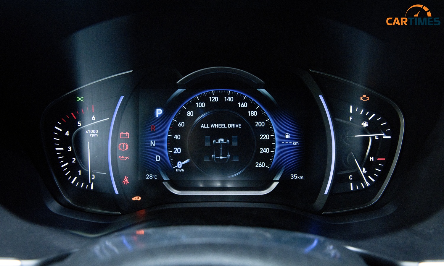 Đồng hồ hiển thị trên xe Hyundai Santa Fe 2019