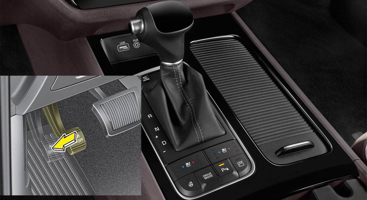 Kia Sedona 2016 vẫn sử dụng phanh tay theo kiểu cổ điển