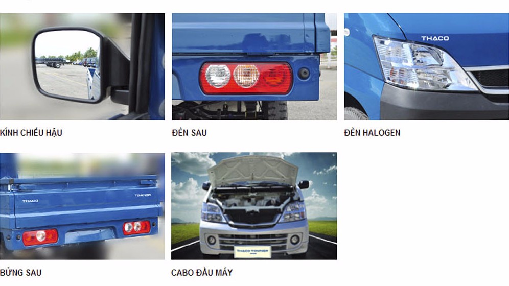 Thaco Towner950A có kích thước nhỏ gọn với kiểu dáng năng động, thiết kế khoa học và có tính thẩm mỹ cao