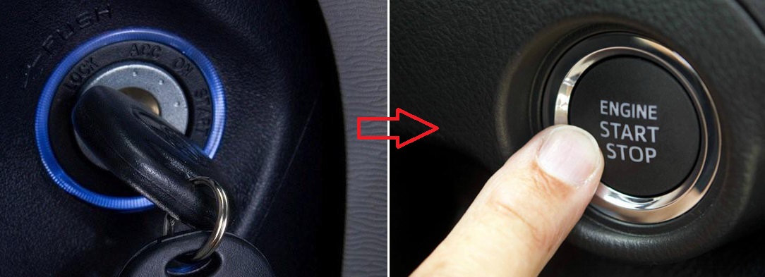 Ổ khoá truyền thống thay thế bằng nút bấm Engine Start Stop