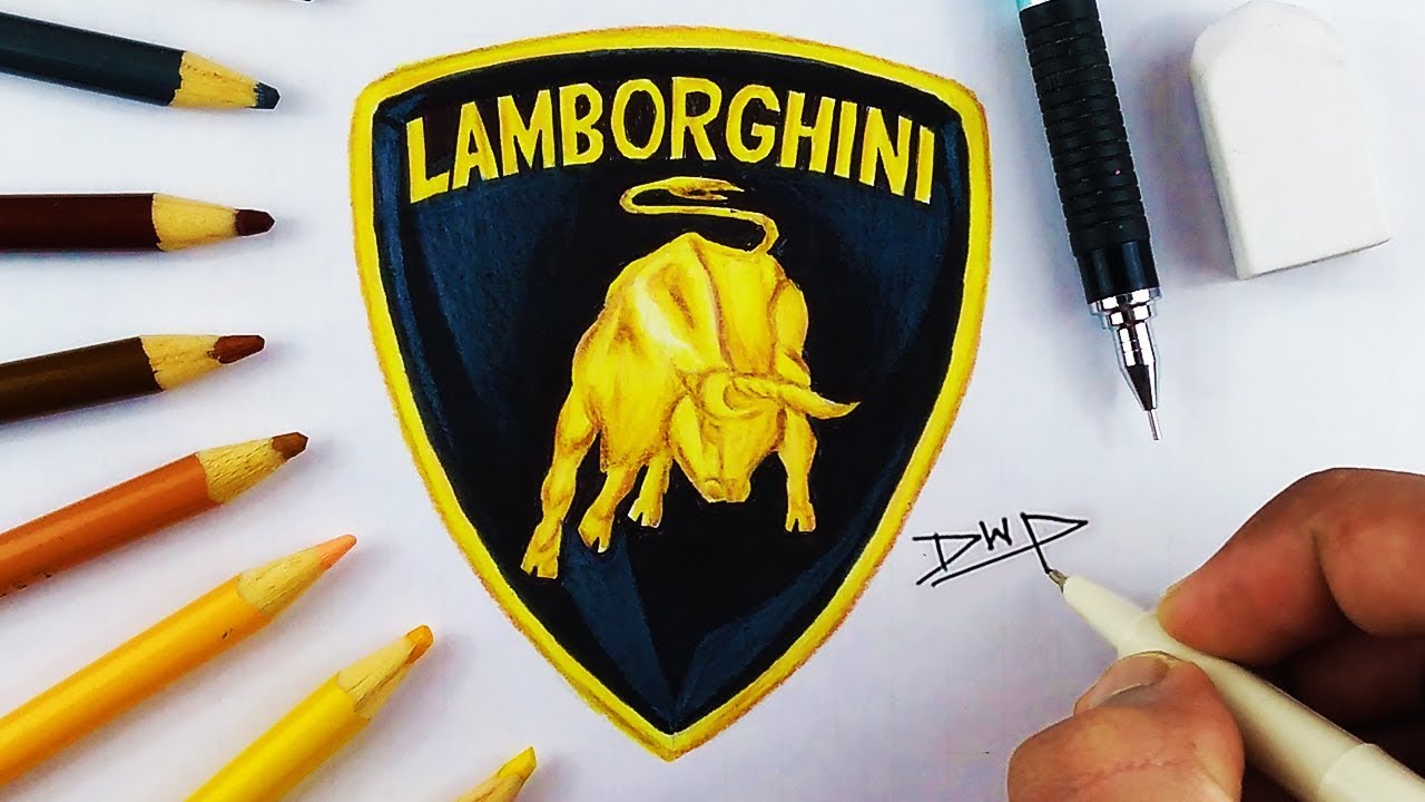 Logo của Lamborghini có hình dạng khiên với viền vàng nền đen