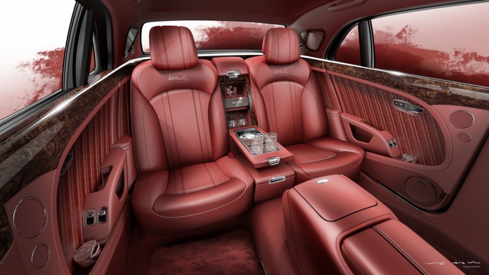 Ca bin hàng ghế ông chủ trên xe Không gian bên trong xe Bentley Mulsanne W.O Edition 