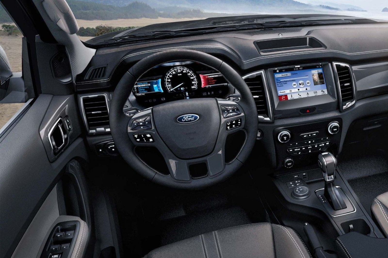 Nội thất trên phiên bản Ford Ranger 2019 Lariat