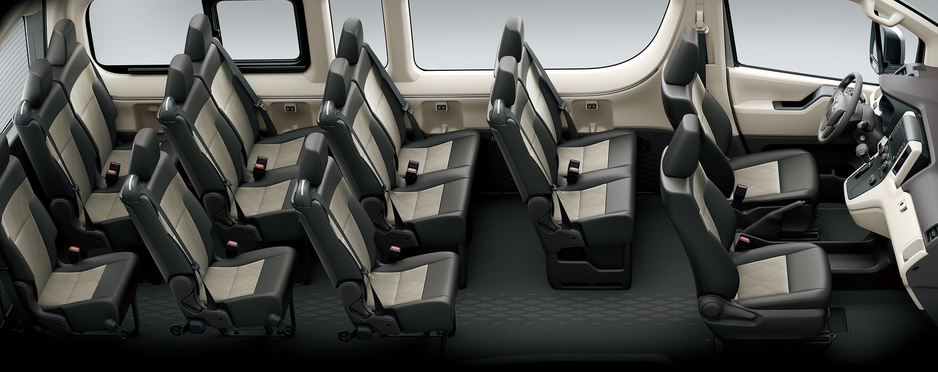 Các bố trí ghế ngồi trên xe Toyota Hiace