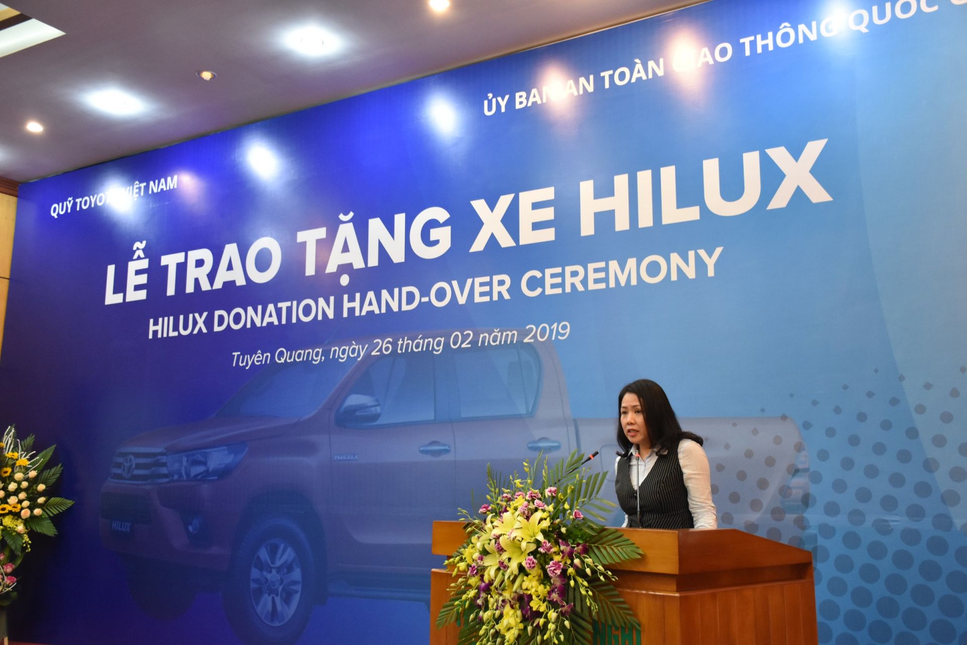 Bà Đỗ Thu Hoàng - Chủ tịch Quỹ Toyota VN phát biểu