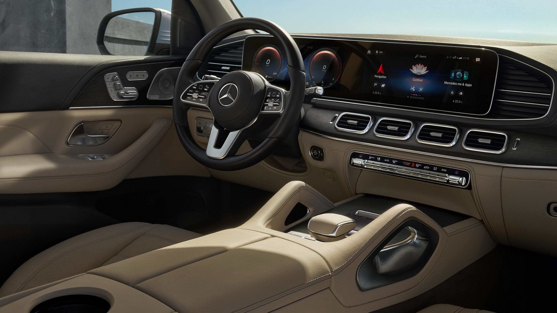 Thiết kế cabin hàng ghế trước của xe Mercedes-Benz GLS