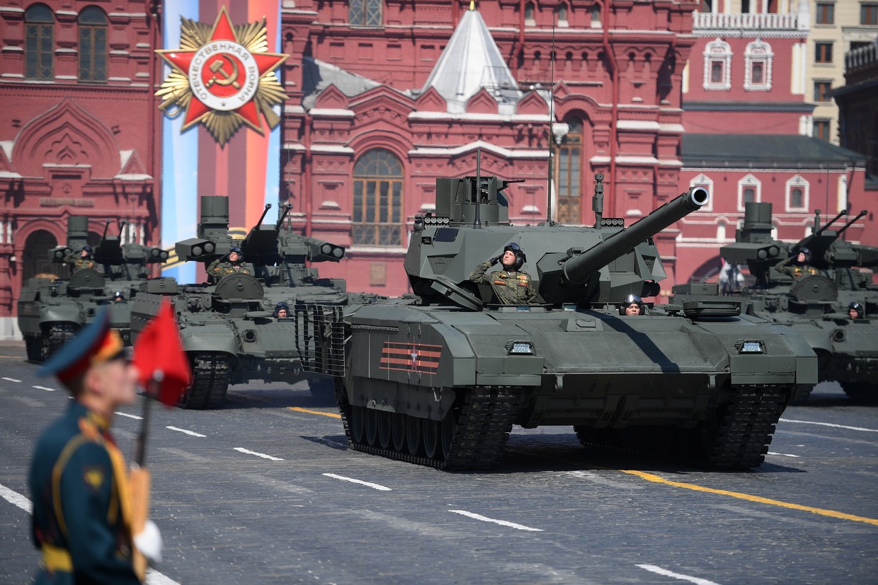Xe tăng T-14 Armata tham gia tổng duyệt diễu binh Ngày Chiến thắng. Ảnh: Sputnik / Ramil Sitdikov