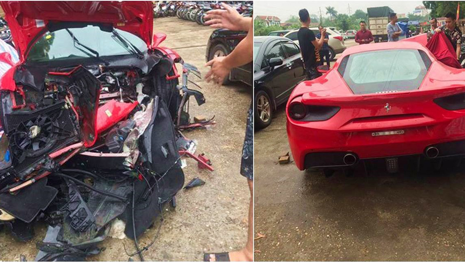 Xe Tuấn Hưng bị tai nạn