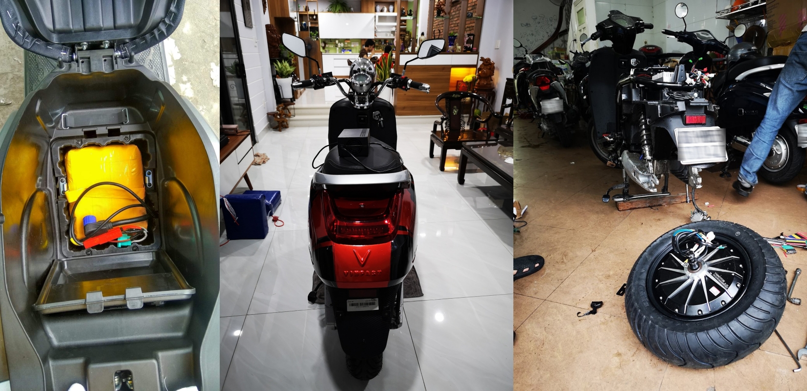 Pin mới và lốp xe to bản hơn được độ vào xe VinFast Klara