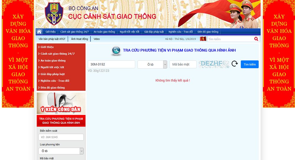 tra cứu phương tiện vi phạm giao thông
