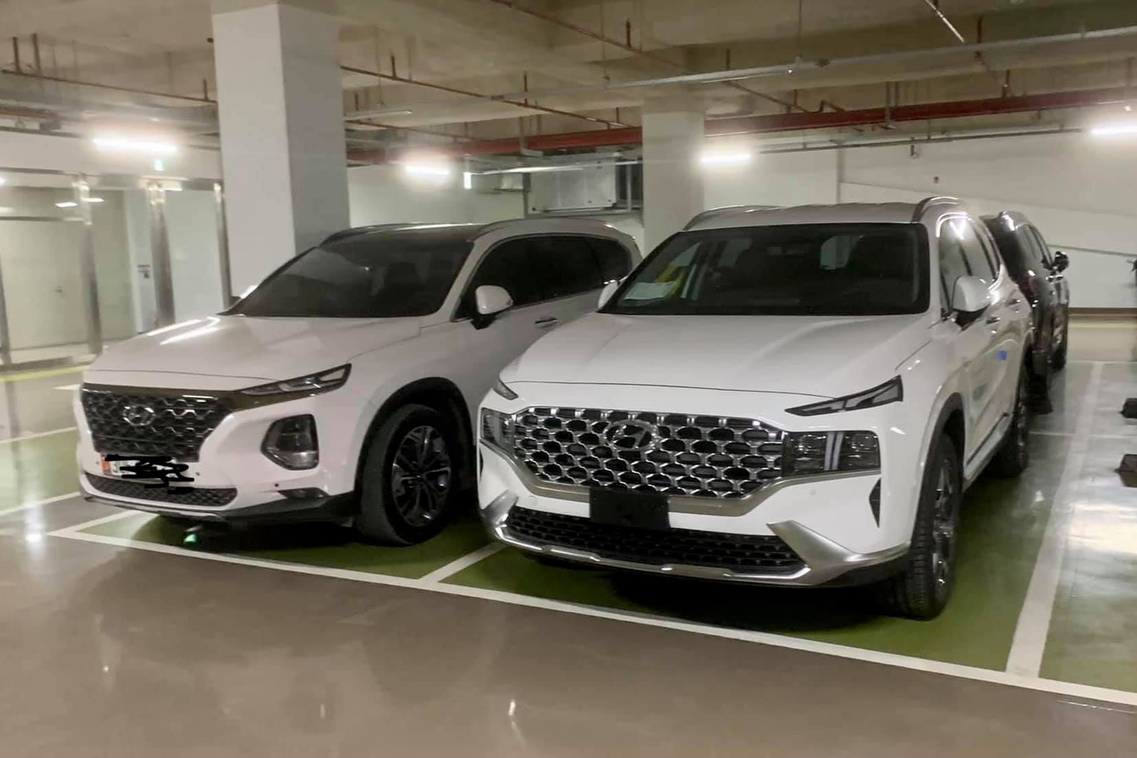 Hai chiếc Hyundai Santa Fe thế hệ hiện tại và bản nâng cấp