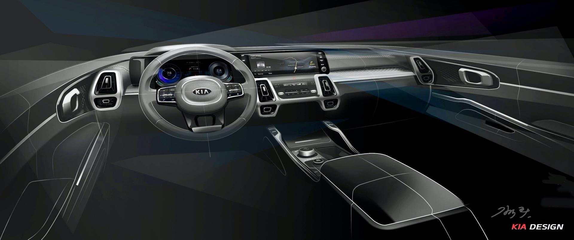 Nội thất được cho là của xe Kia Sorento 2021