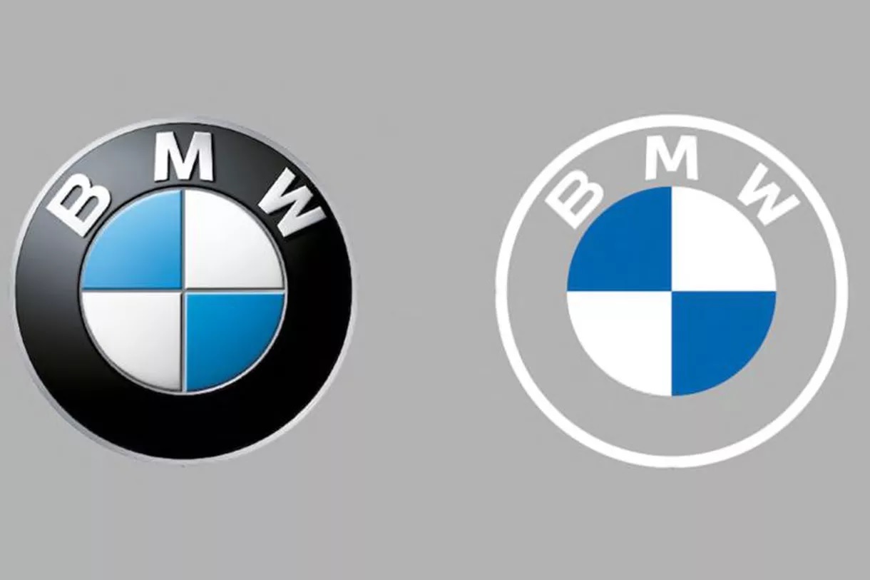 Logo mới của BMW (bên phải)