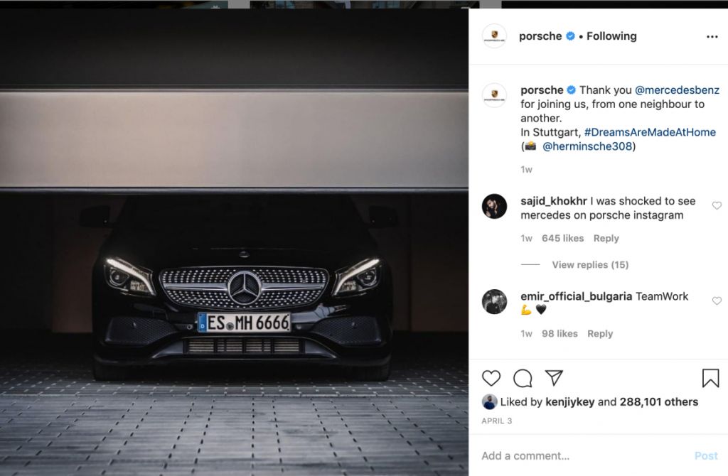 Một post của Porsche trên mạng xã hội Instagram