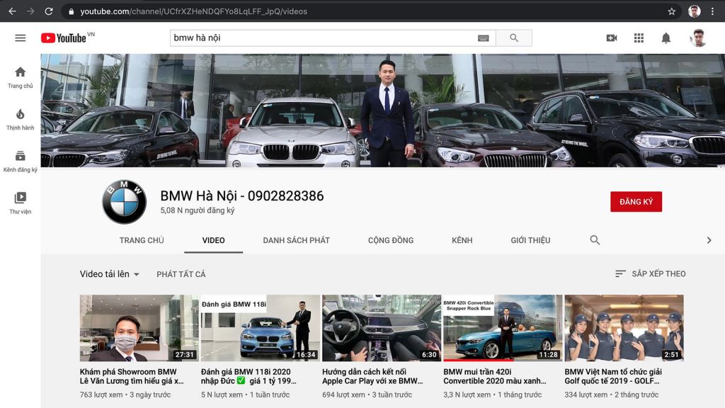 Kênh Youtube của Thành Bimmer có lượng người theo dõi lớn