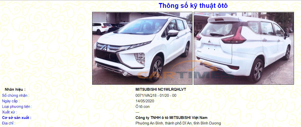 Lộ diện hình ảnh Mitsubishi Xpander 2020 lắp ráp đăng kiểm tại Việt Nam