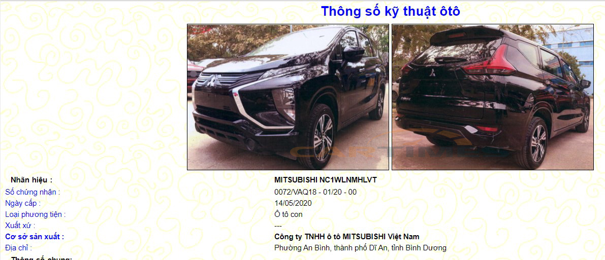 Lộ diện hình ảnh Mitsubishi Xpander 2020 lắp ráp đăng kiểm tại Việt Nam