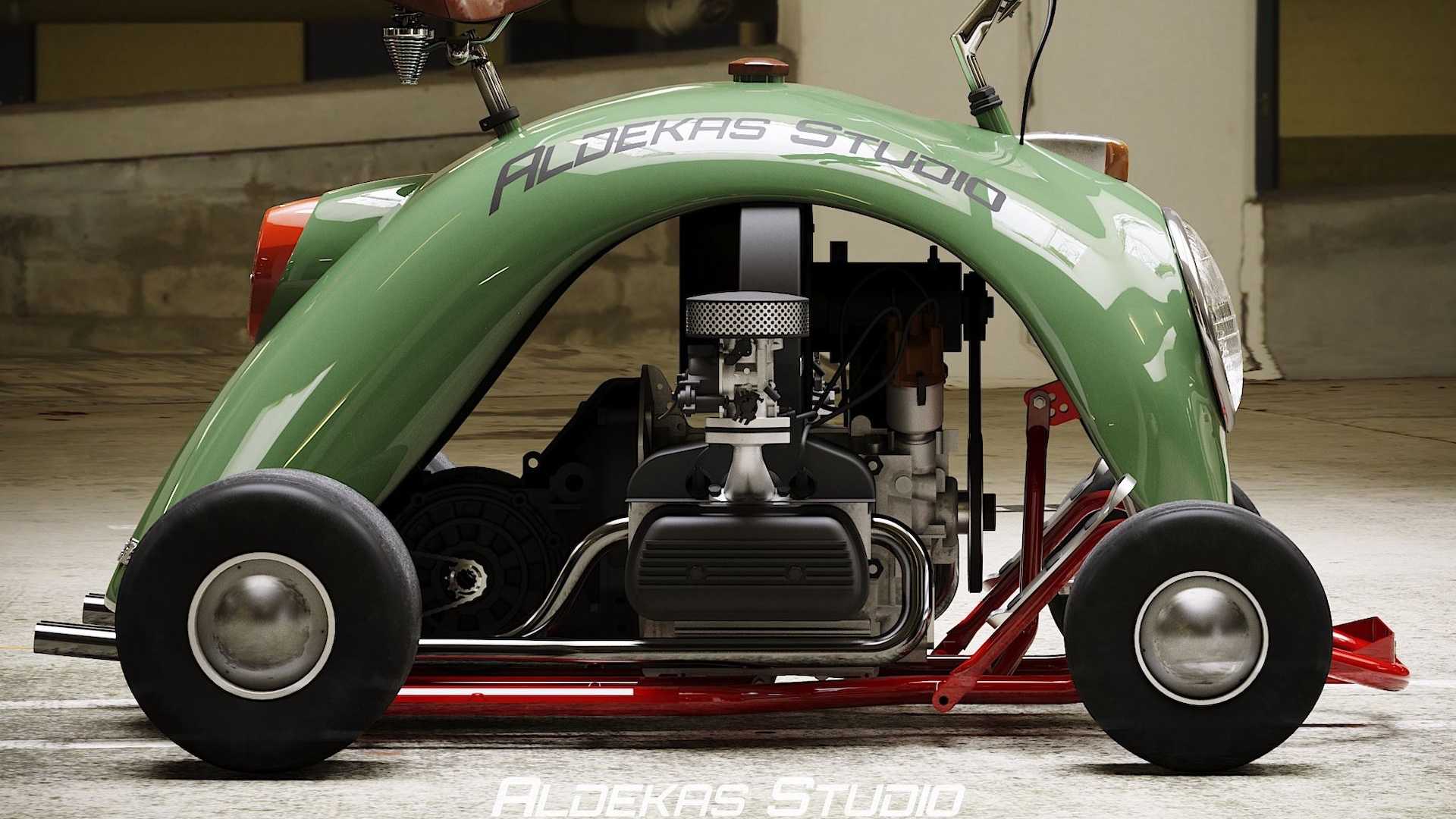 Động cơ đặt dưới thân xe go kart Volkswagen