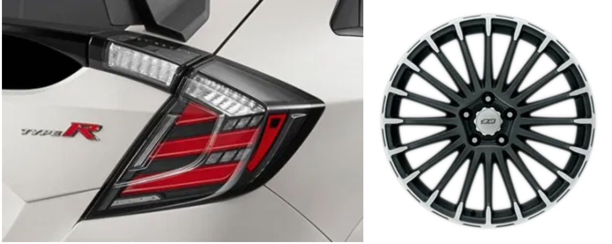 Đèn hậu và la zăng trên xe Honda Civic với phụ kiện Mugen