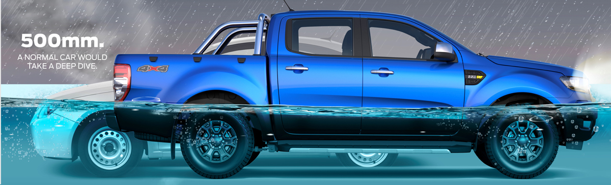 Các bánh xe của Ranger có thể được tận dụng để kiểm tra mức an toàn của mực nước ngập