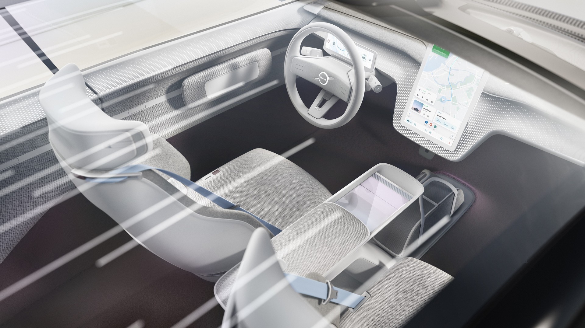 Vô lăng và khu vực điều khiển Volvo Recharge