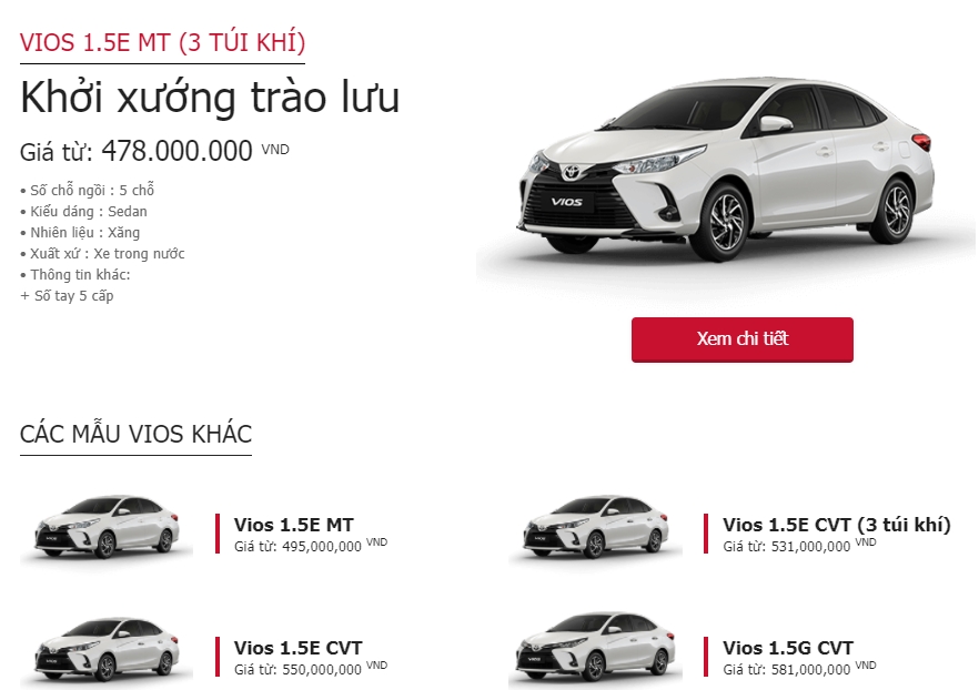 Bảng giá Toyota tháng 8/202
