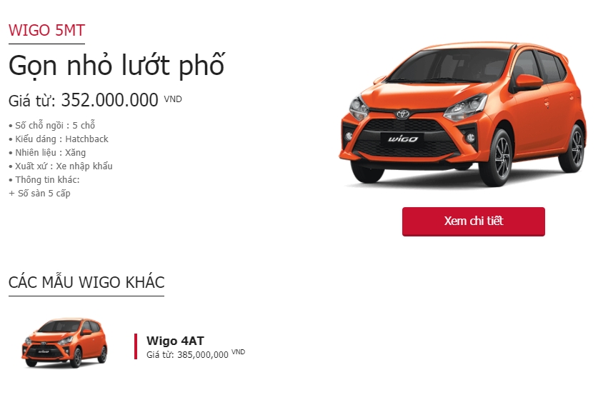 Bảng giá Toyota tháng 8/202