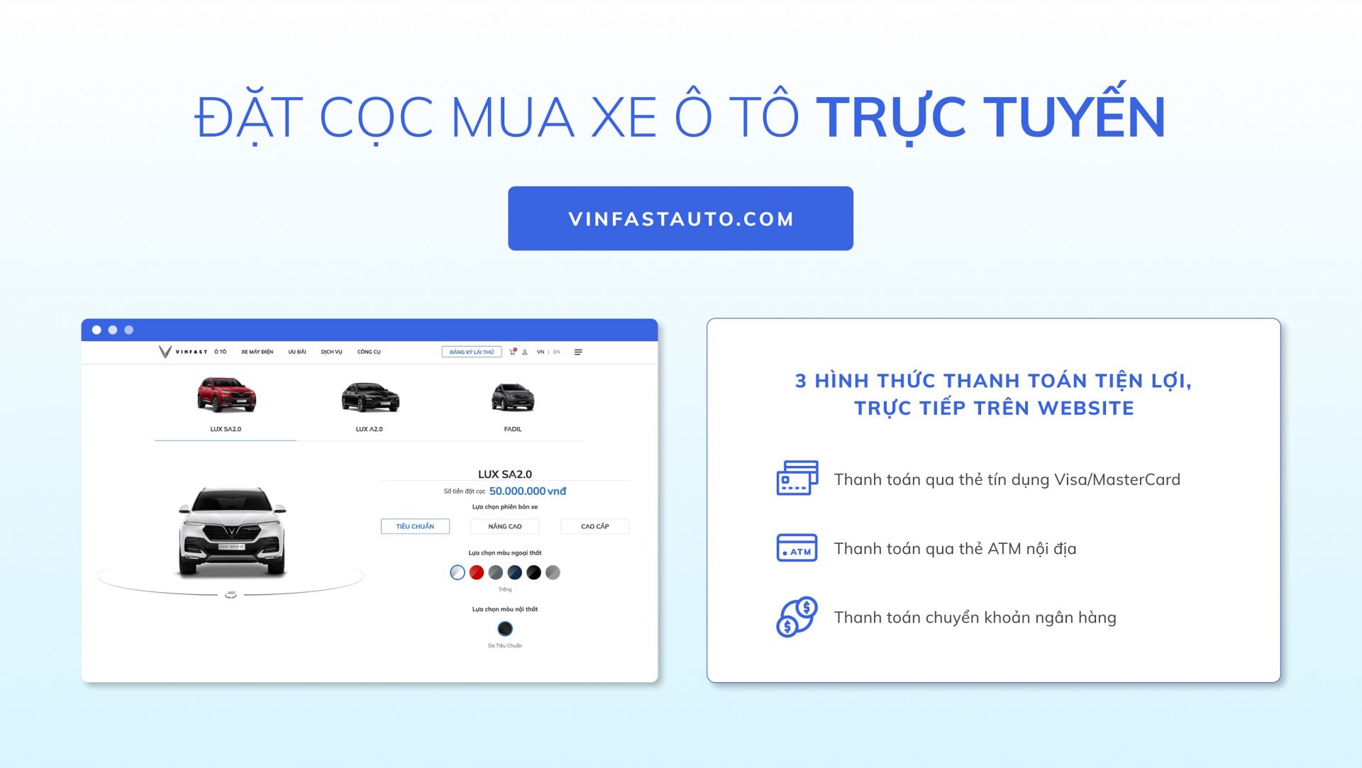 Các dịch vụ trực tuyến khi mua xe của VinFast